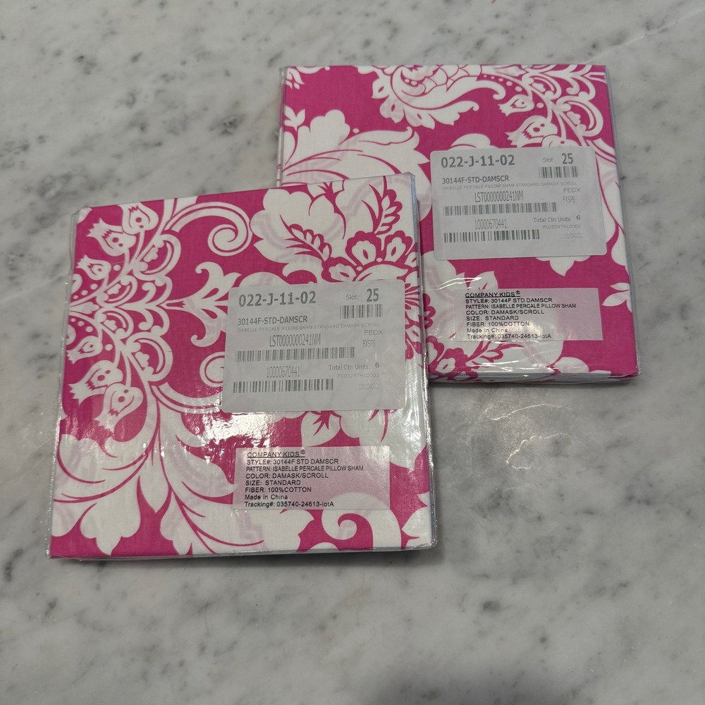 Company Kids Isabelle Percale Pillow Sham Set of 2 Standard Pink Damask 30144F